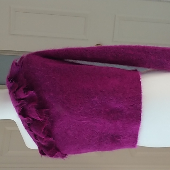 ZARA Purple Mohair One Shoulder with Ruffle Top - Picture 5 of 11